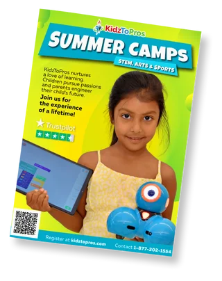 brochure cover with children tablet