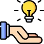 Hand with floating light bulb representing knowledge