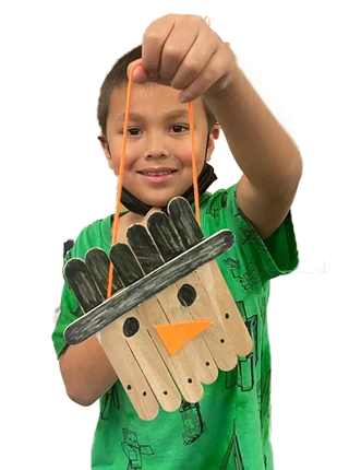 non background kid-holding handmade-wood pallets art