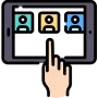 Hand touching tablet to vote online